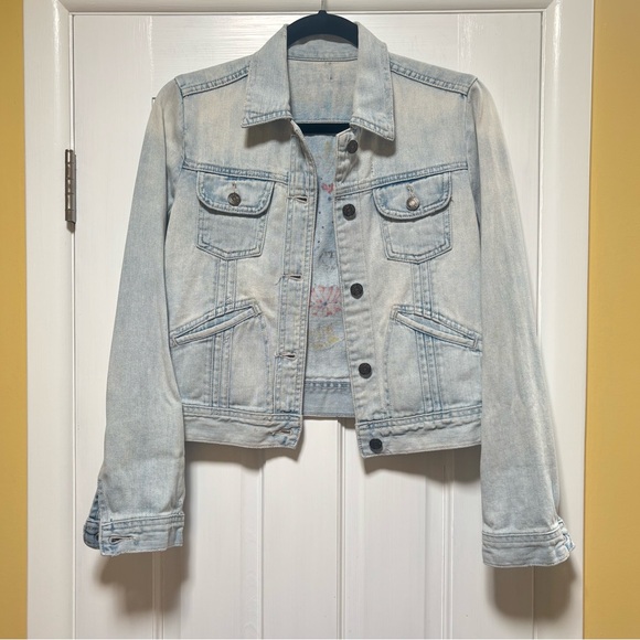 Hand Painted Sugar Skulñ Denim Jacket with Button Detail - Picture 8 of 12